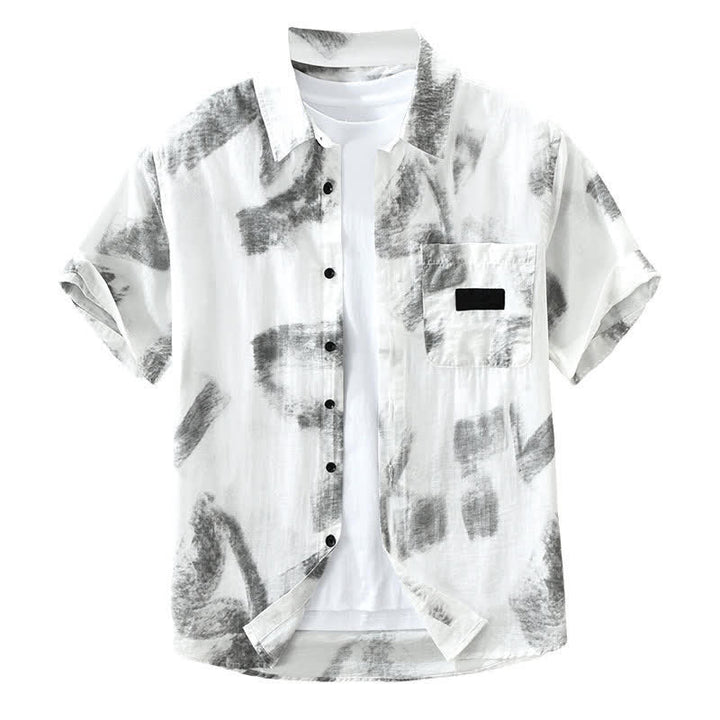 Buddha Stones Camisas de manga corta para hombre, estilo casual de verano, con botones y estampado abstracto. - image 2