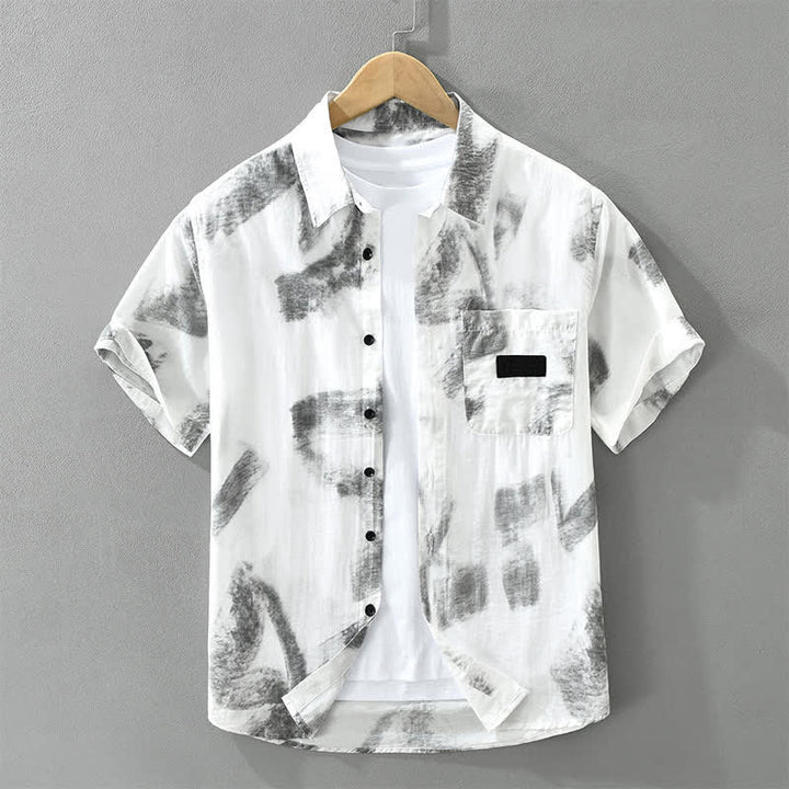 Buddha Stones Camisas de manga corta para hombre, estilo casual de verano, con botones y estampado abstracto. - Humo blanco - US/UK/AU42, EU52 (3XL) - image 0