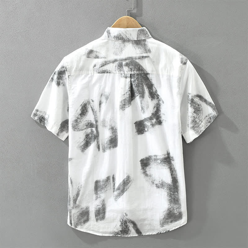Buddha Stones Camisas de manga corta para hombre, estilo casual de verano, con botones y estampado abstracto. - image 1