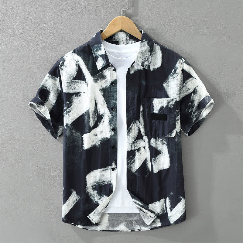 Buddha Stones Camisas de manga corta para hombre, estilo casual de verano, con botones y estampado abstracto. - Azul medianoche - US/UK/AU42, EU52 (3XL) - image 10