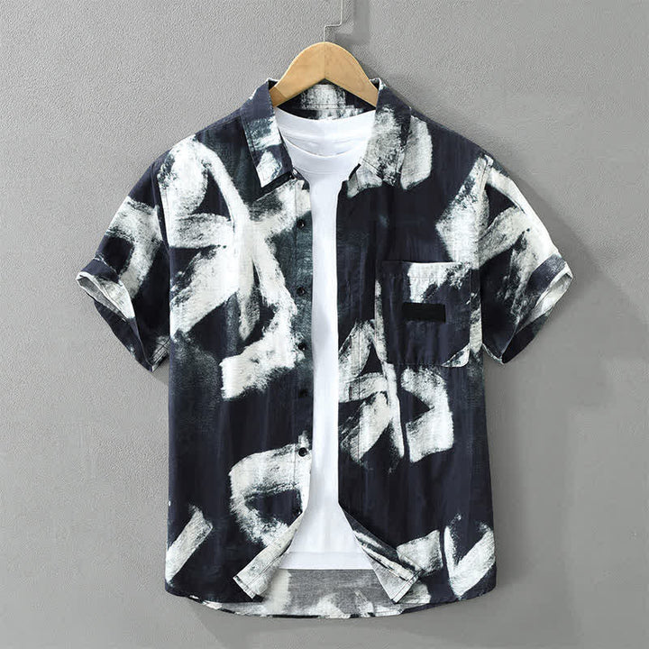 Buddha Stones Camisas de manga corta para hombre, estilo casual de verano, con botones y estampado abstracto. - Azul medianoche - US/UK/AU42, EU52 (3XL) - image 10