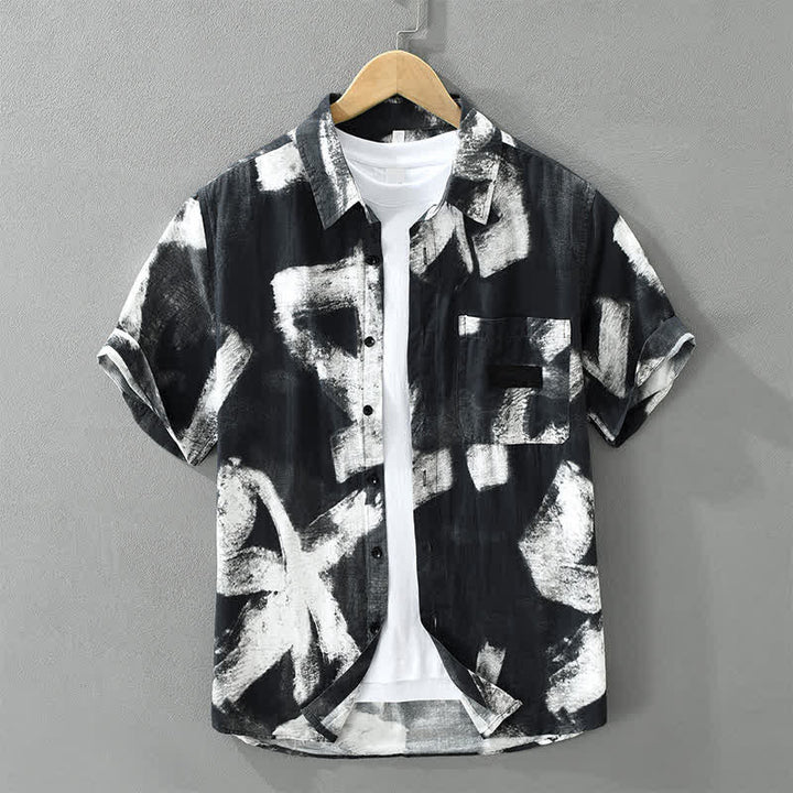 Buddha Stones Camisas de manga corta para hombre, estilo casual de verano, con botones y estampado abstracto. - Negro - US/UK/AU42, EU52 (3XL) - image 9
