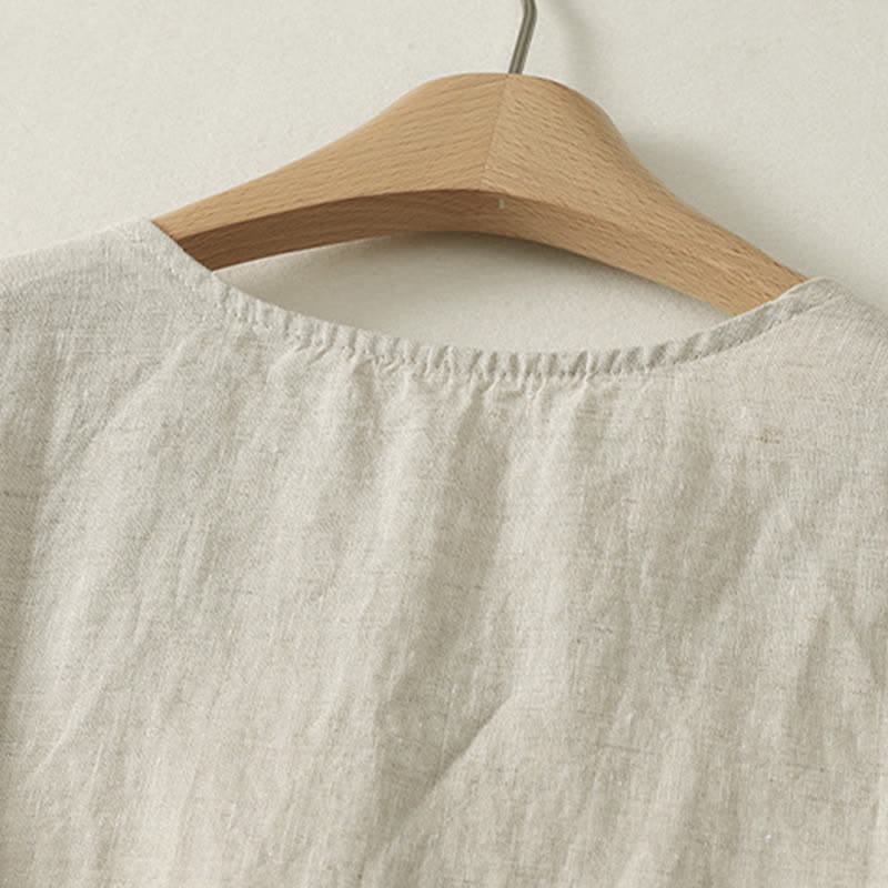 Buddha Stones Camiseta sin mangas geométrica minimalista con botones para mujer, estilo casual de verano. - image 12