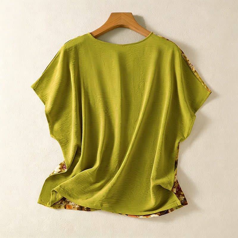 Buddha Stones Camisas de manga corta para mujer estilo Tang vintage casual de verano con estampado floral de girasoles Pankou - image 1