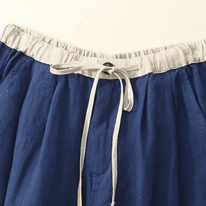 Buddha Stones Pantalones de verano informales minimalistas con cordón ajustable, color liso, hasta el tobillo, para mujer, pierna recta, con bolsillos. - image 1