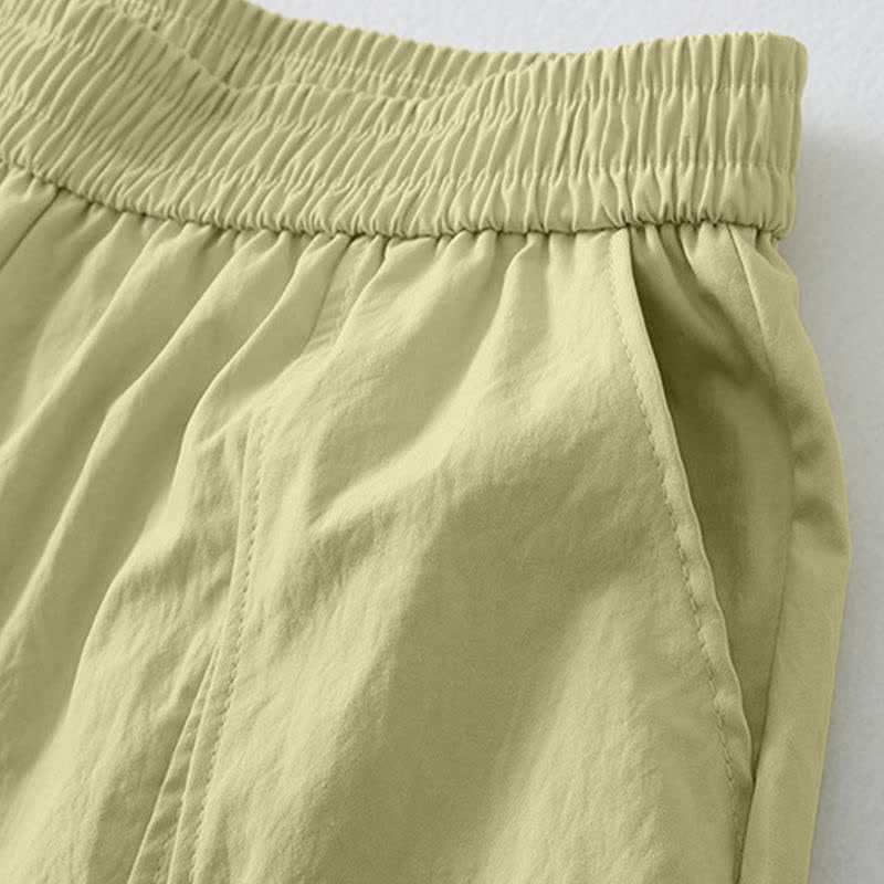 Buddha Stones Pantalones tobilleros minimalistas de verano con volantes en el bajo, estilo harem para mujer con bolsillos. - image 4