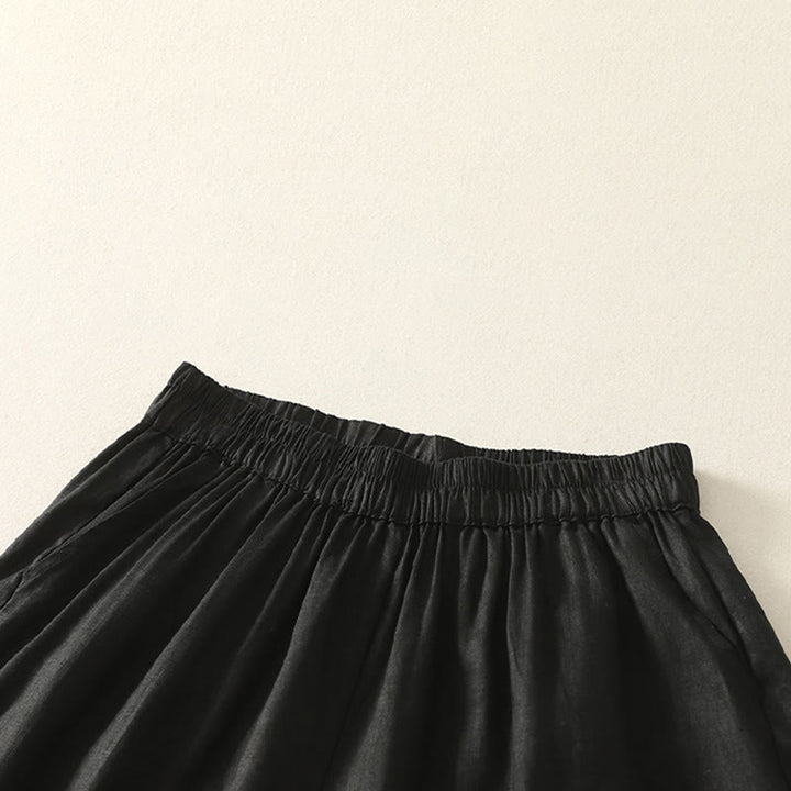 Buddha Stones Shorts de verano informales de estilo vintage para mujer, con cintura elástica lisa, bajo con volantes y bolsillos. - image 5