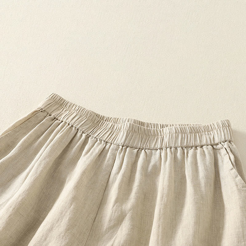 Buddha Stones Shorts de verano informales de estilo vintage para mujer, con cintura elástica lisa, bajo con volantes y bolsillos. - image 22
