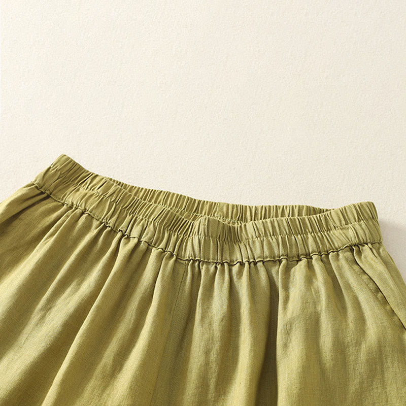 Buddha Stones Shorts de verano informales de estilo vintage para mujer, con cintura elástica lisa, bajo con volantes y bolsillos. - image 17
