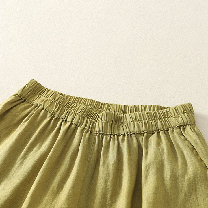 Buddha Stones Shorts de verano informales de estilo vintage para mujer, con cintura elástica lisa, bajo con volantes y bolsillos. - image 17