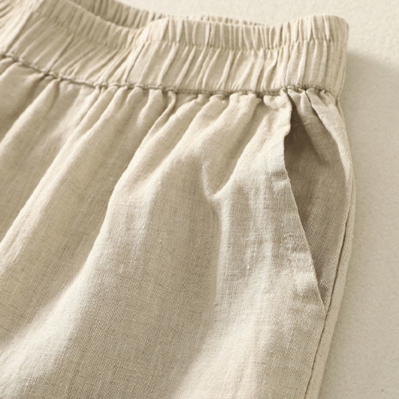 Buddha Stones Shorts de verano informales de estilo vintage para mujer, con cintura elástica lisa, bajo con volantes y bolsillos. - image 23