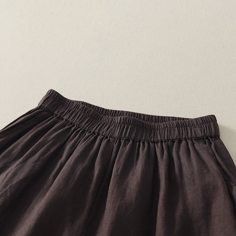 Buddha Stones Shorts de verano informales de estilo vintage para mujer, con cintura elástica lisa, bajo con volantes y bolsillos. - image 10