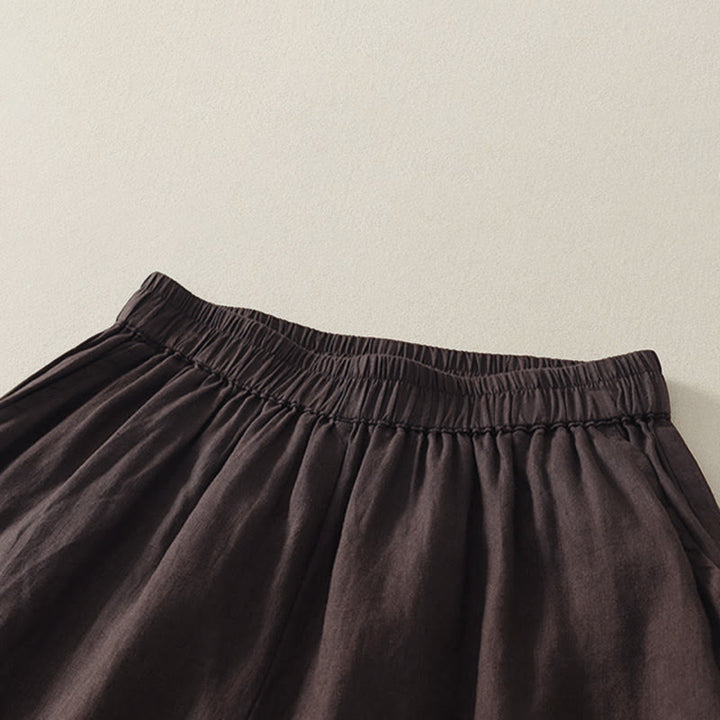 Buddha Stones Shorts de verano informales de estilo vintage para mujer, con cintura elástica lisa, bajo con volantes y bolsillos. - image 10