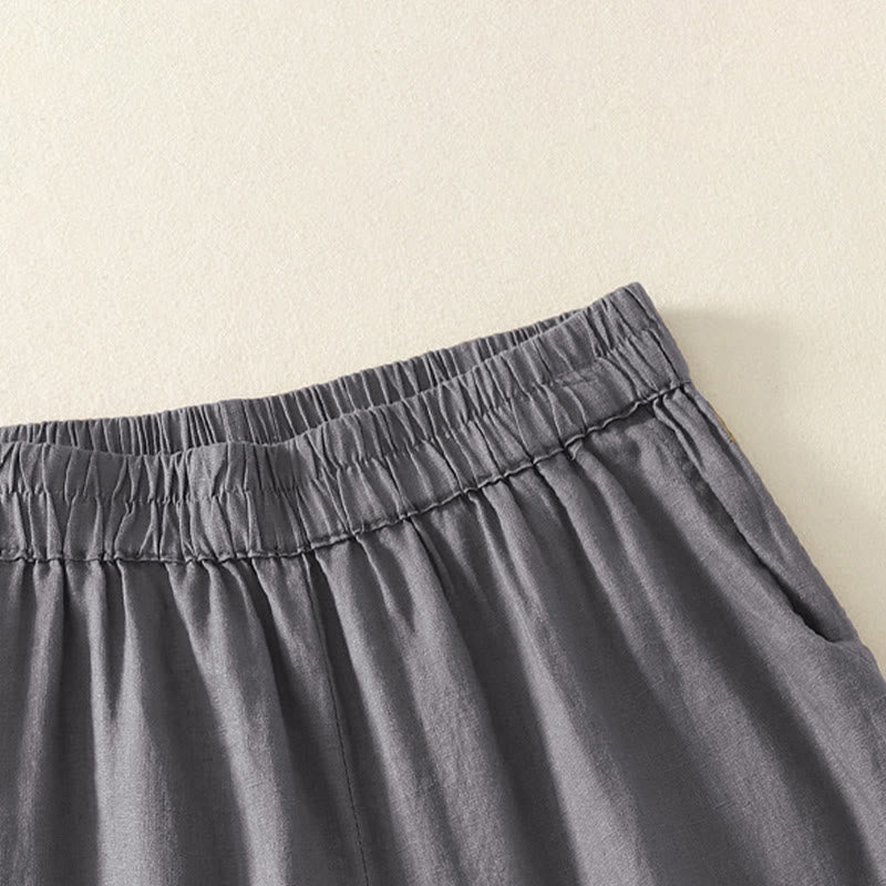 Buddha Stones Shorts de verano informales de estilo vintage para mujer, con cintura elástica lisa, bajo con volantes y bolsillos. - image 15