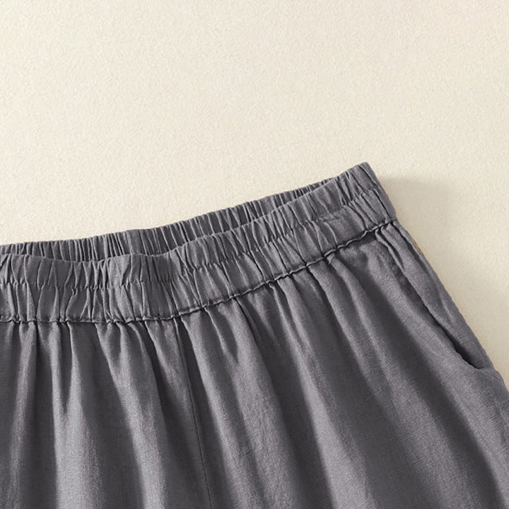 Buddha Stones Shorts de verano informales de estilo vintage para mujer, con cintura elástica lisa, bajo con volantes y bolsillos. - image 15
