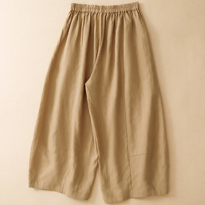 Buddha Stones Pantalones cortos casuales de verano con cintura elástica, color liso, para mujer, de pierna ancha y con bolsillos. - image 1