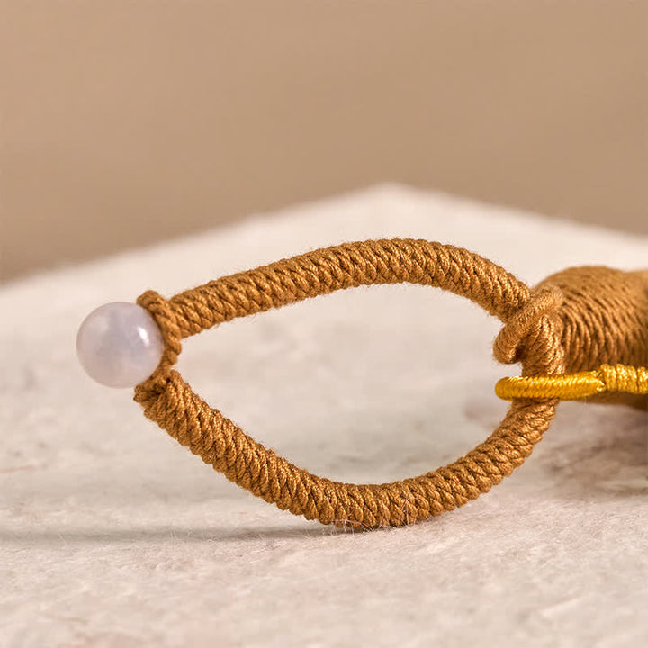 Buddha Stones Llaveros con borla hechos a mano de madera de haya con diseño de gato de la suerte - image 9