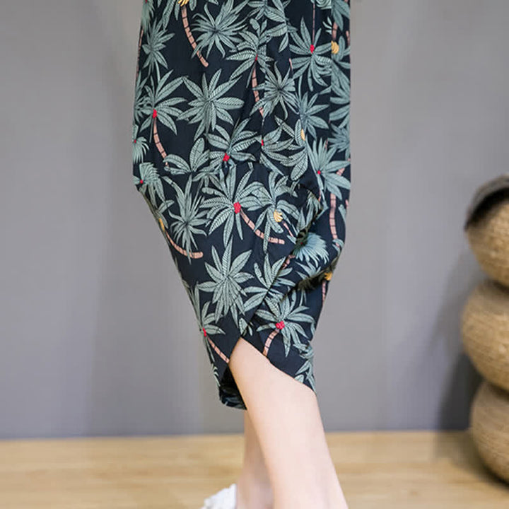 Buddha Stones Pantalones capri florales estilo boho casual de verano con cordón ajustable para hombre, estilo harem con bolsillo. - image 11