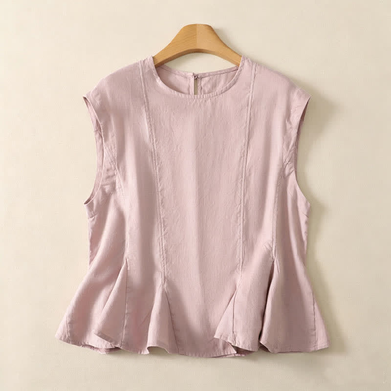 Buddha Stones Camiseta sin mangas elegante y casual de verano para mujer. - rosa claro - US8-10, UK/AU12-14, EU40-42 (2XL) - image 4