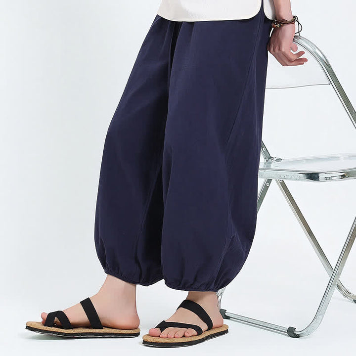 Buddha Stones Pantalones cortos casuales estilo Tang de verano con cordón ajustable, pantalones harem para hombre con bolsillos. - image 6