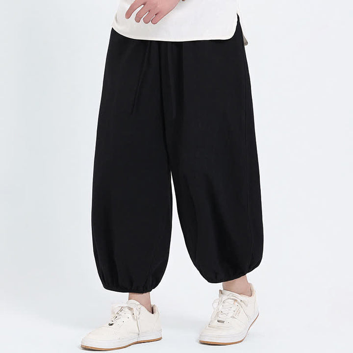 Buddha Stones Pantalones cortos casuales estilo Tang de verano con cordón ajustable, pantalones harem para hombre con bolsillos. - image 11