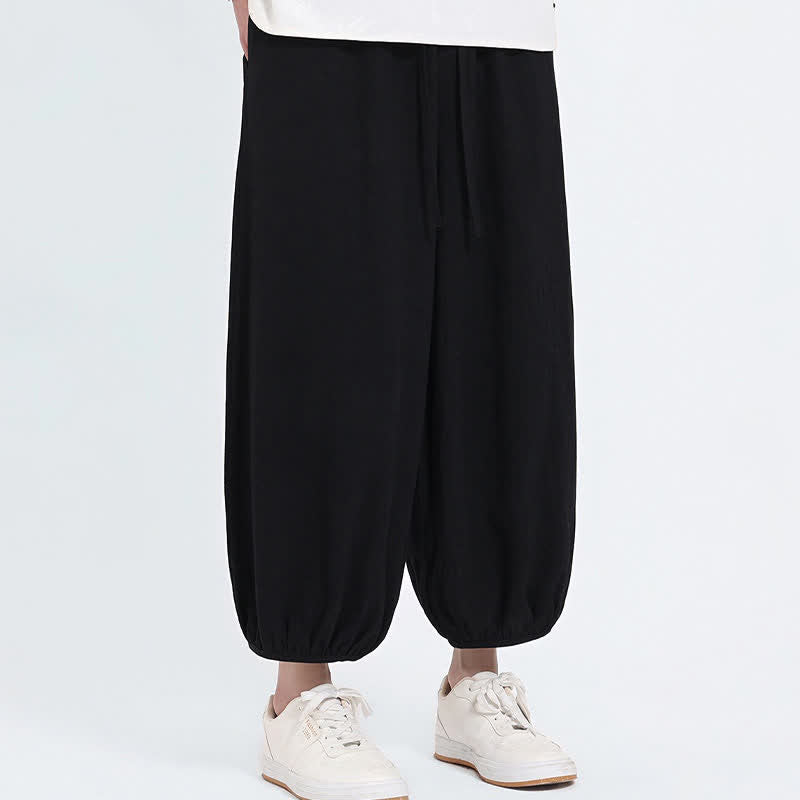 Buddha Stones Pantalones cortos casuales estilo Tang de verano con cordón ajustable, pantalones harem para hombre con bolsillos. - image 10