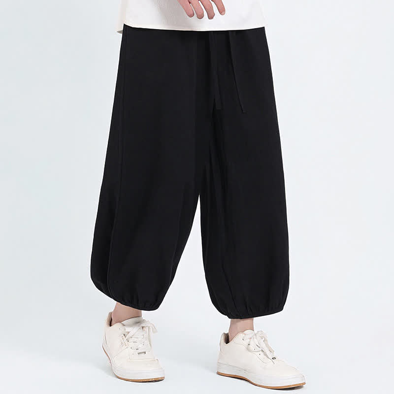Buddha Stones Pantalones cortos casuales estilo Tang de verano con cordón ajustable, pantalones harem para hombre con bolsillos. - image 12