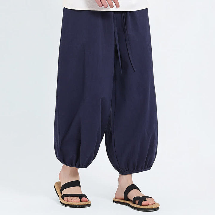 Buddha Stones Pantalones cortos casuales estilo Tang de verano con cordón ajustable, pantalones harem para hombre con bolsillos. - image 14
