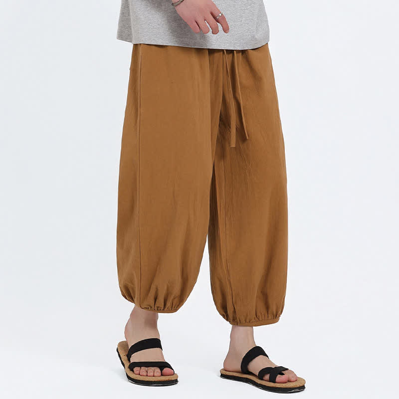 Buddha Stones Pantalones cortos casuales estilo Tang de verano con cordón ajustable, pantalones harem para hombre con bolsillos. - image 18
