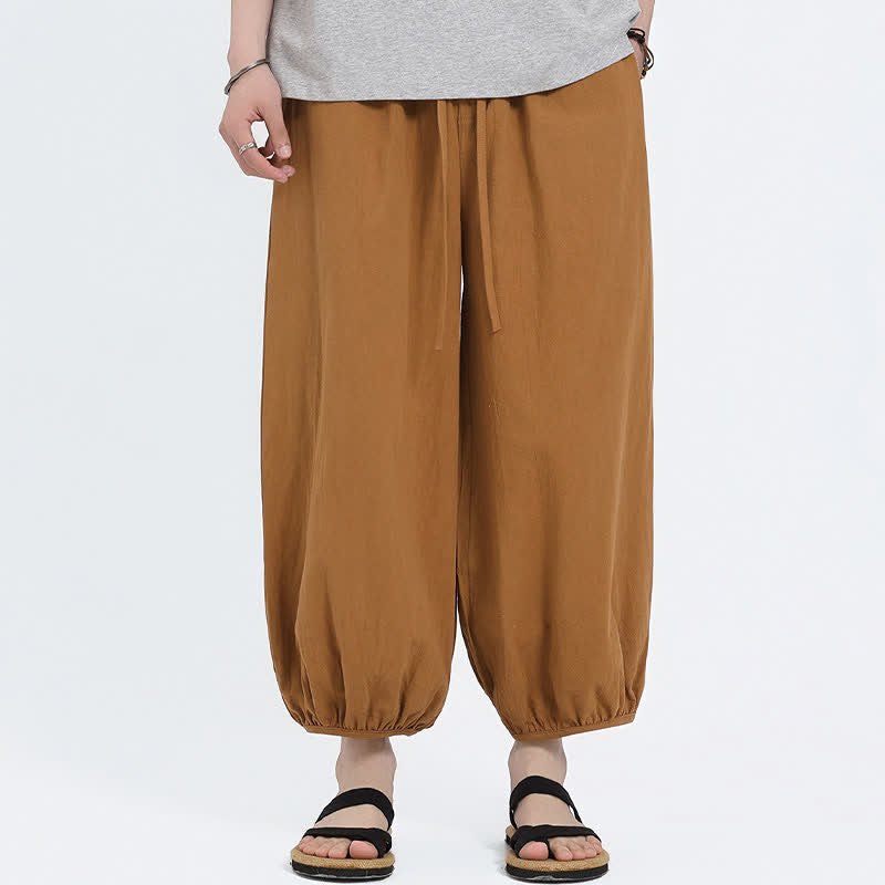 Buddha Stones Pantalones cortos casuales estilo Tang de verano con cordón ajustable, pantalones harem para hombre con bolsillos. - image 21
