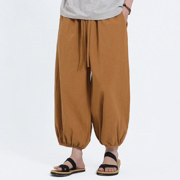 Buddha Stones Pantalones cortos casuales estilo Tang de verano con cordón ajustable, pantalones harem para hombre con bolsillos. - image 20
