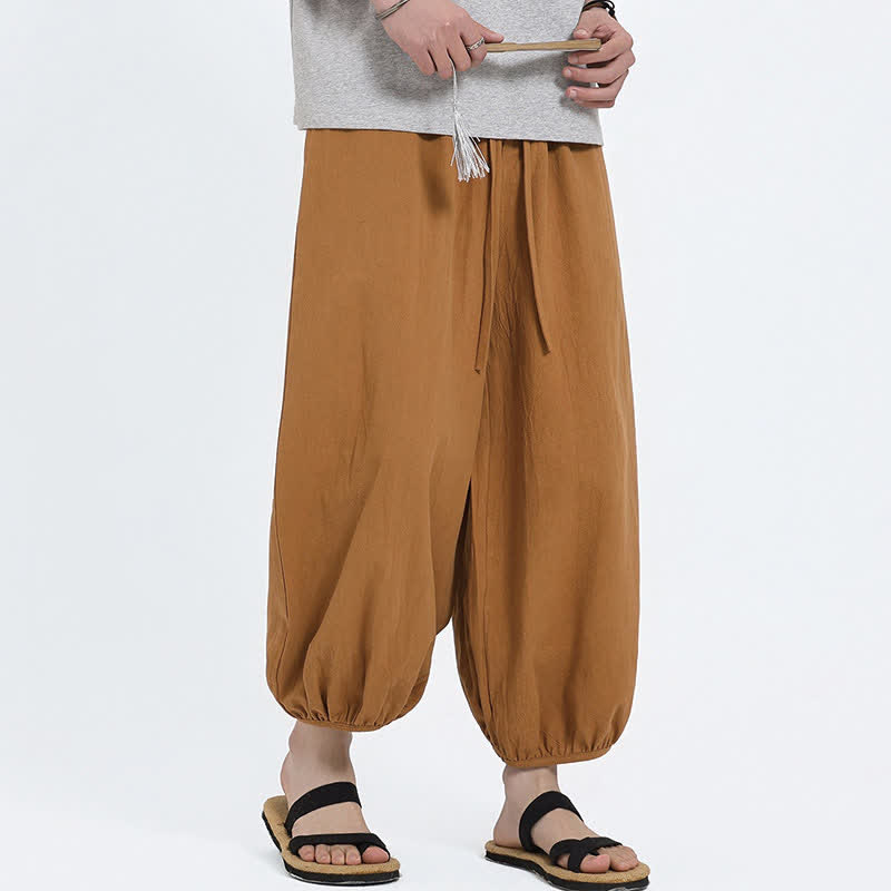 Buddha Stones Pantalones cortos casuales estilo Tang de verano con cordón ajustable, pantalones harem para hombre con bolsillos. - image 16