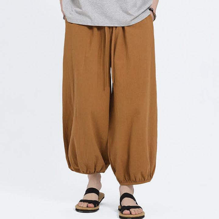 Buddha Stones Pantalones cortos casuales estilo Tang de verano con cordón ajustable, pantalones harem para hombre con bolsillos. - image 19