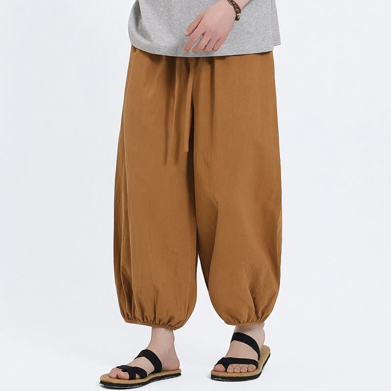 Buddha Stones Pantalones cortos casuales estilo Tang de verano con cordón ajustable, pantalones harem para hombre con bolsillos. - image 17
