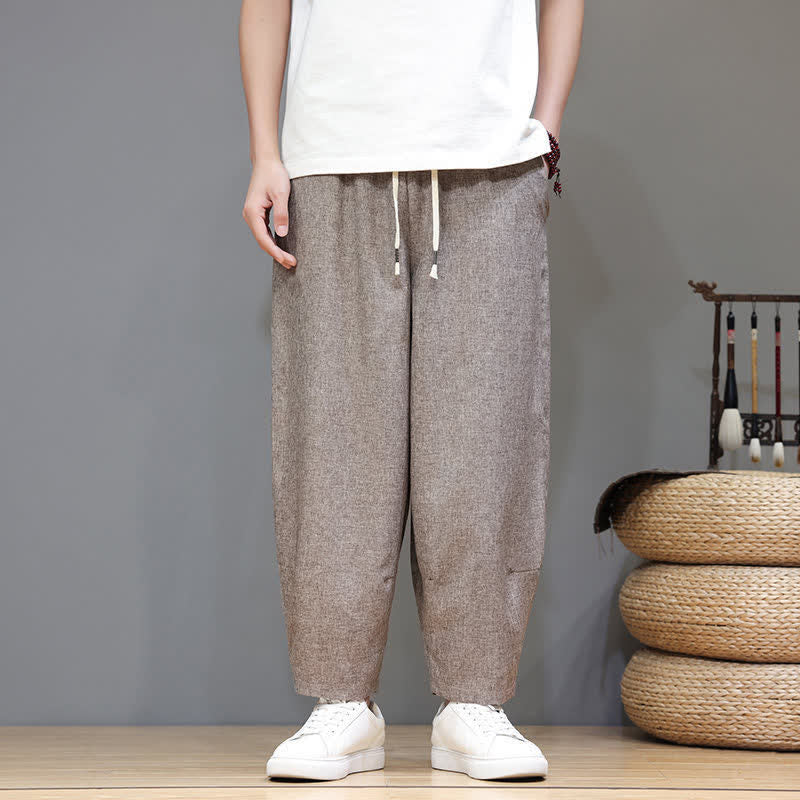 Buddha Stones Pantalones cortos minimalistas de verano con cordón ajustable, de color liso, para hombre, de corte ajustado y con bolsillos. - image 1