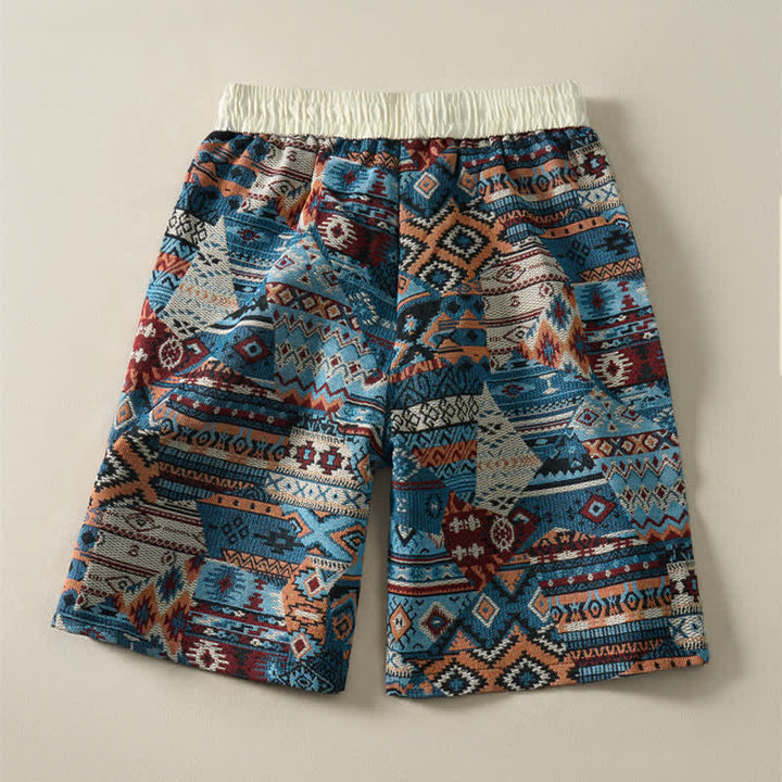 Pantalones cortos de hombre con estampado geométrico, estilo bohemio, con cordón ajustable y bolsillos, estampado Buddha Stones, ideales para el verano. - image 4