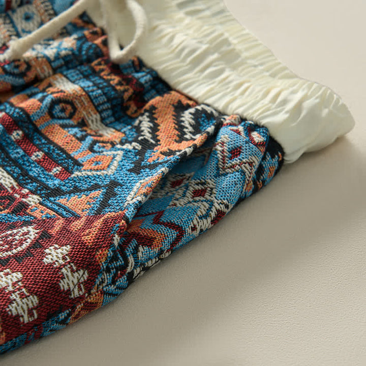 Pantalones cortos de hombre con estampado geométrico, estilo bohemio, con cordón ajustable y bolsillos, estampado Buddha Stones, ideales para el verano. - image 8