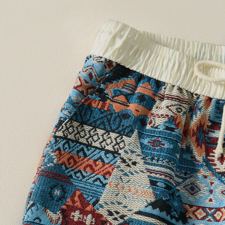 Pantalones cortos de hombre con estampado geométrico, estilo bohemio, con cordón ajustable y bolsillos, estampado Buddha Stones, ideales para el verano. - image 6