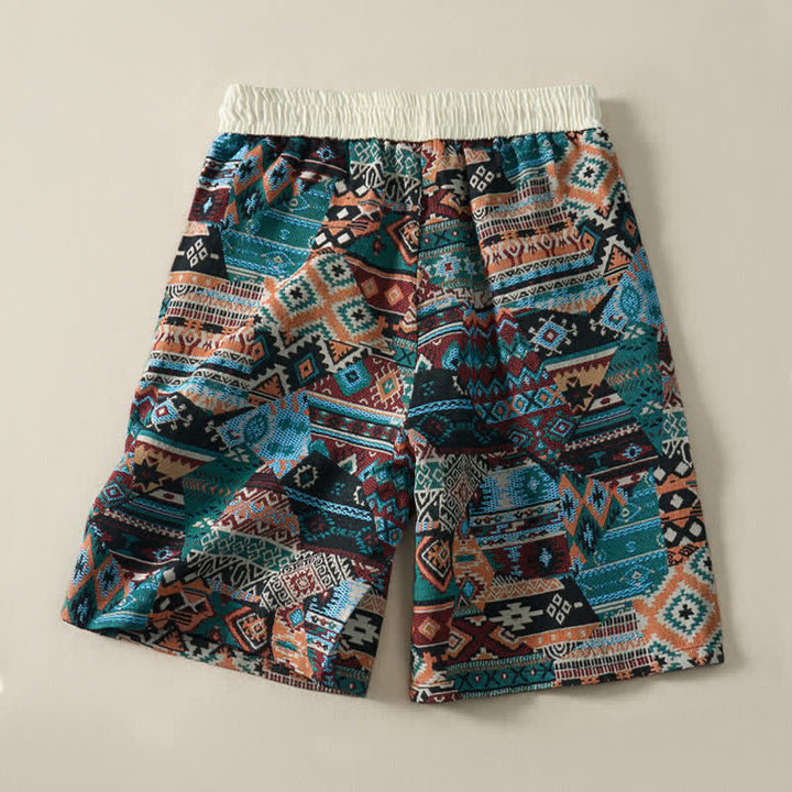 Pantalones cortos de hombre con estampado geométrico, estilo bohemio, con cordón ajustable y bolsillos, estampado Buddha Stones, ideales para el verano. - image 12
