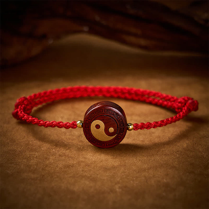 Buddha Stones Pulsera de hilo rojo de protección Yin Yang de sándalo morado - image 2