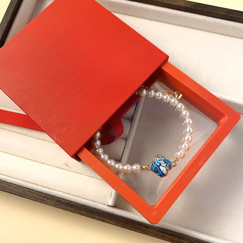 Buddha Stones Pulsera china nueva de brocado Pearl Song Clover Pureza - image 10