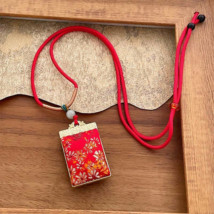 Buddha Stones Collar rectangular trenzado con diseño floral de brocado Song Harmony - Rojo (mismo tono de color, el estampado varía) - image 4