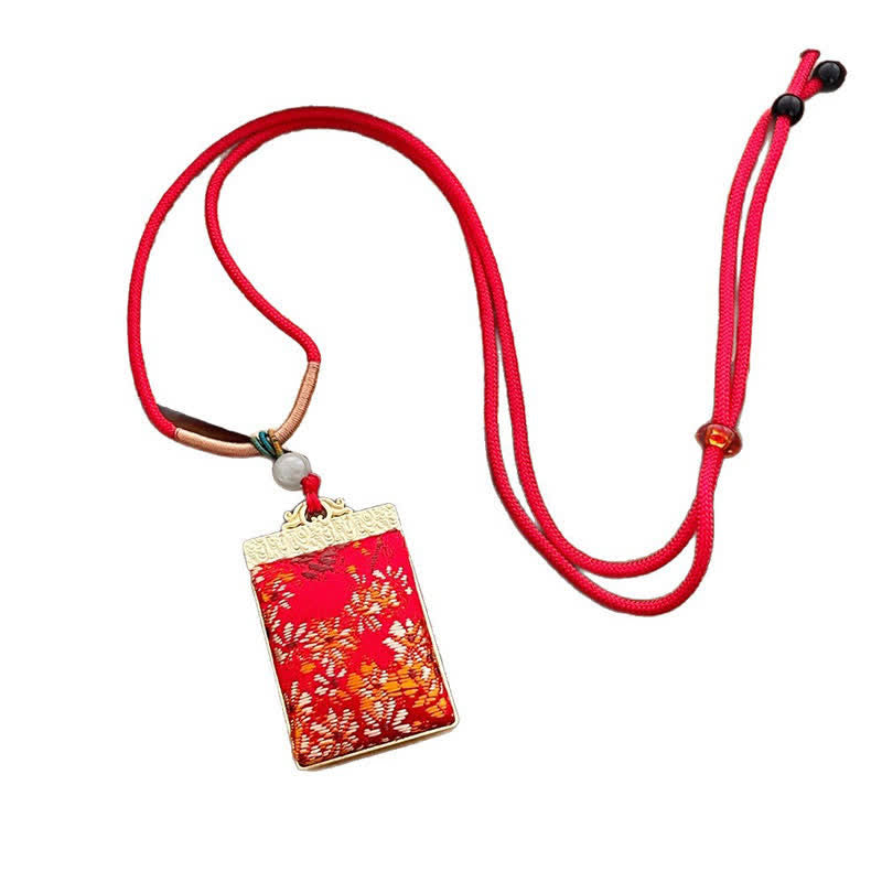 Buddha Stones Collar rectangular trenzado con diseño floral de brocado Song Harmony - image 6
