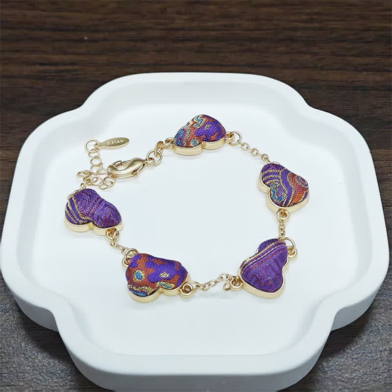 Buddha Stones Canción Brocado Calabaza Ondulaciones de Agua Buena Fortuna Pulsera China Vintage - Oro púrpura (mismo tono de color, el estampado varía) - image 9