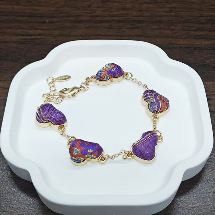Buddha Stones Canción Brocado Calabaza Ondulaciones de Agua Buena Fortuna Pulsera China Vintage - Oro púrpura (mismo tono de color, el estampado varía) - image 9