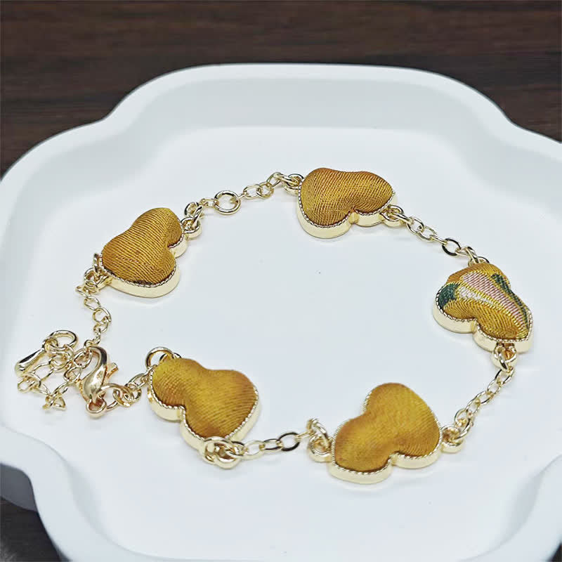 Buddha Stones Canción Brocado Calabaza Ondulaciones de Agua Buena Fortuna Pulsera China Vintage - Cúrcuma (mismo tono de color – el patrón varía) - image 10