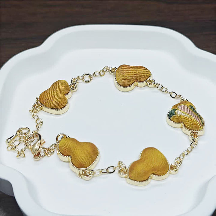 Buddha Stones Canción Brocado Calabaza Ondulaciones de Agua Buena Fortuna Pulsera China Vintage - Cúrcuma (mismo tono de color – el patrón varía) - image 10