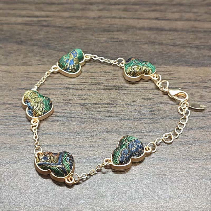 Buddha Stones Canción Brocado Calabaza Ondulaciones de Agua Buena Fortuna Pulsera China Vintage - Verde (mismo tono de color – el estampado varía) - image 6
