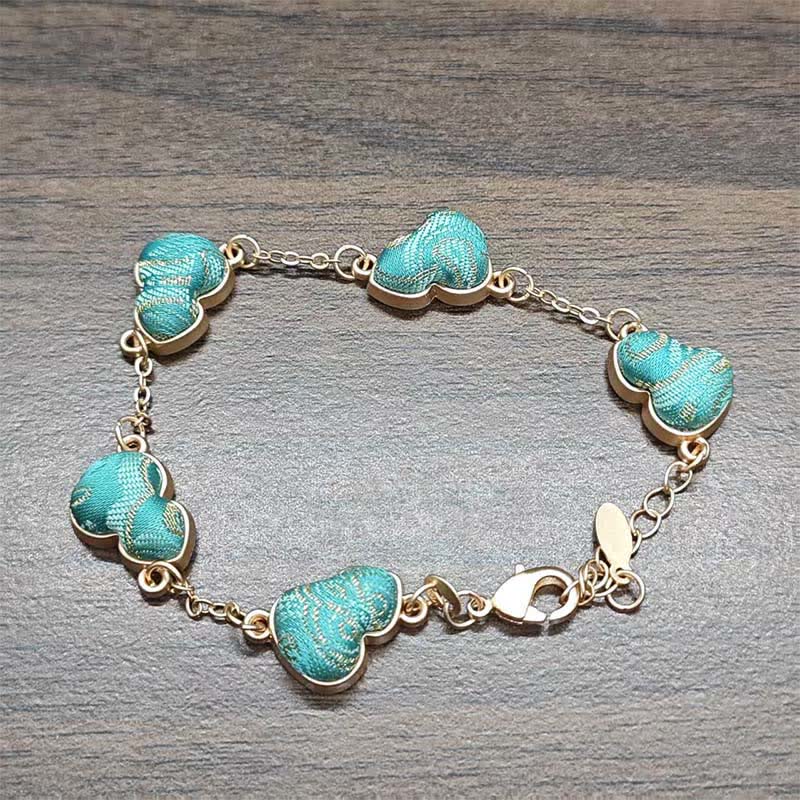 Buddha Stones Canción Brocado Calabaza Ondulaciones de Agua Buena Fortuna Pulsera China Vintage - Azul lago (mismo tono de color, el estampado varía) - image 8