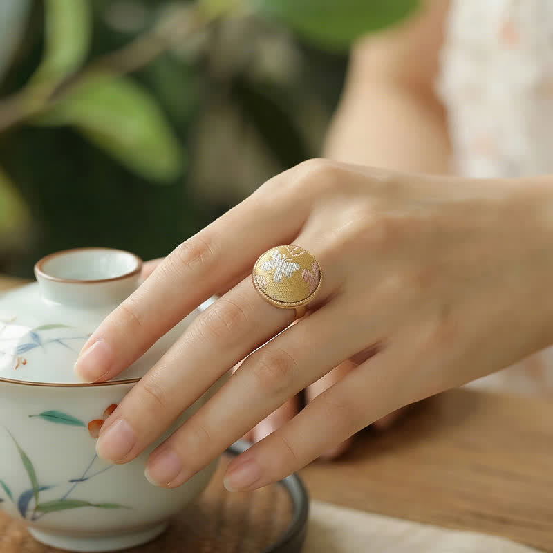 Buddha Stones Anillo redondo elegante bordado en brocado Song - image 22